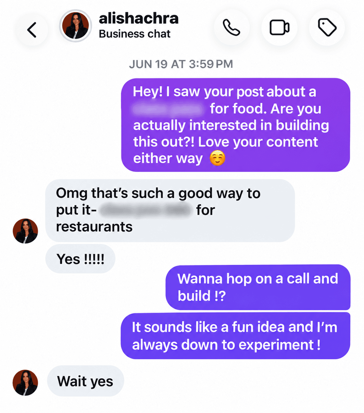 Brittany messages Alisha about the post, and Alisha replies the same afternoon