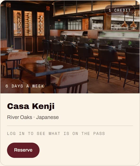 A restaurant on the pass, with its window and what a visit costs in credits